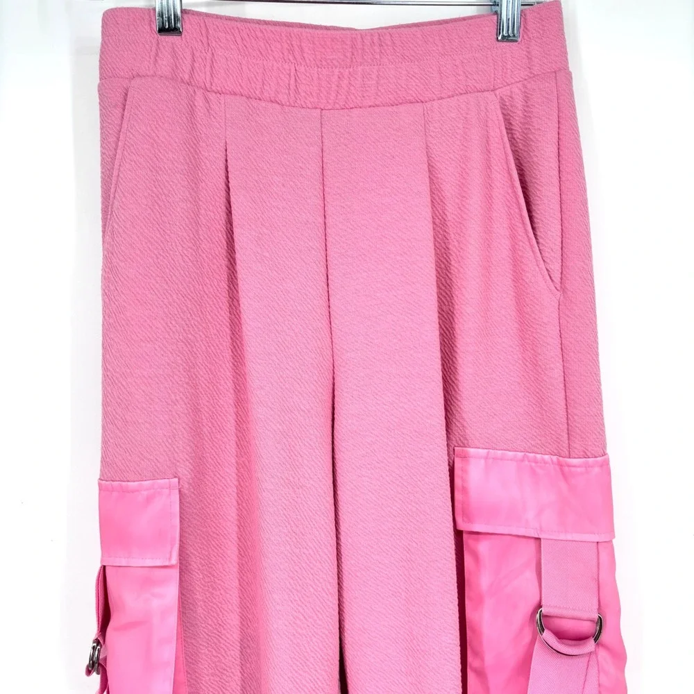 Beach Riot Range Cargo Pants Sz S Pink Wide Leg Pull On Flowy‎ Gauze Lined